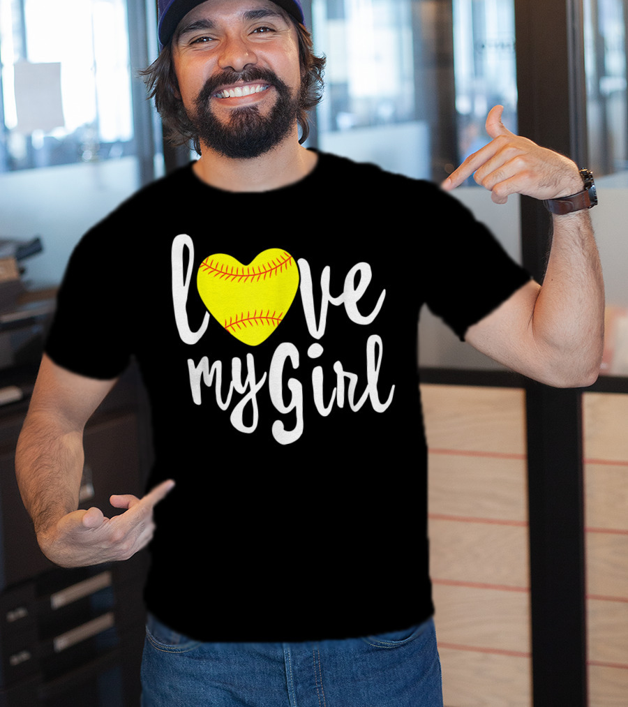 Love My Girl Softball Heart T-Shirt