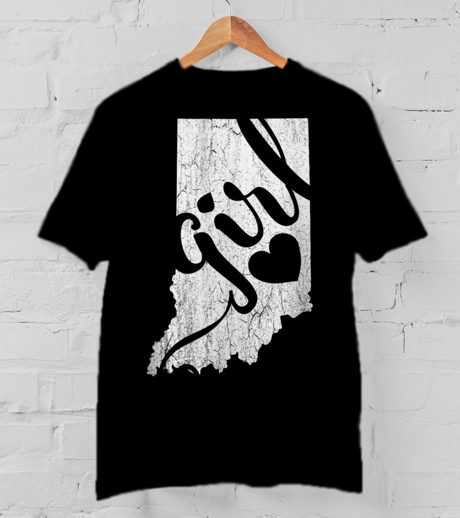 Indiana Girl Heart Map T-Shirt