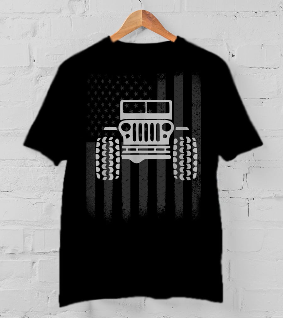 Jeep Metal Flag American Road Adventure T-Shirt