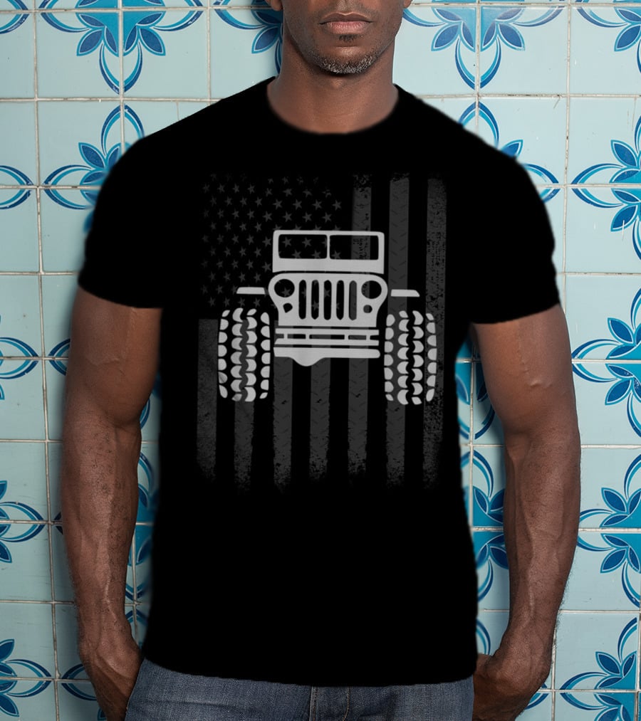 Jeep Metal Flag American Road Adventure T-Shirt
