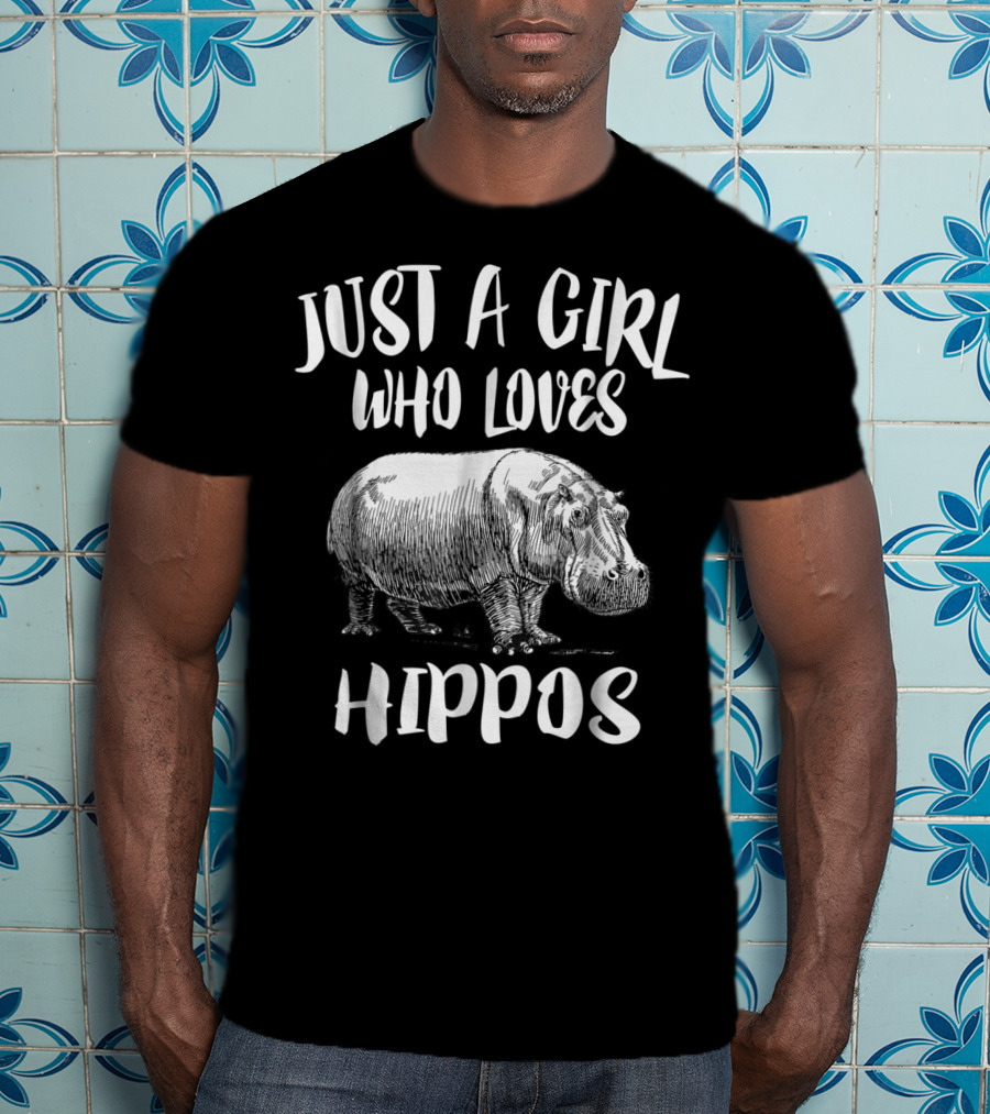 Just A Girl Who Loves Hippos Funny Animal T-Shirt