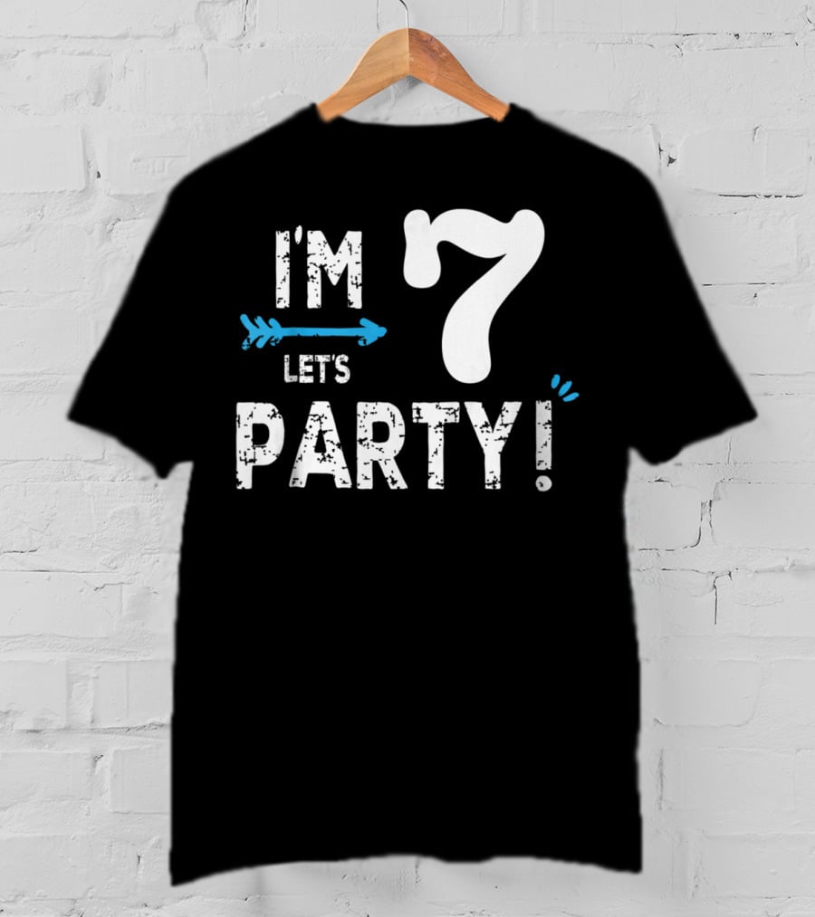 I'm 7 Let's Party Kids Birthday Boy 7th Birt T-Shirt