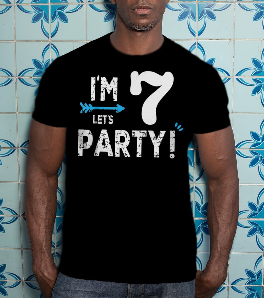 I'm 7 Let's Party Kids Birthday Boy 7th Birt T-Shirt