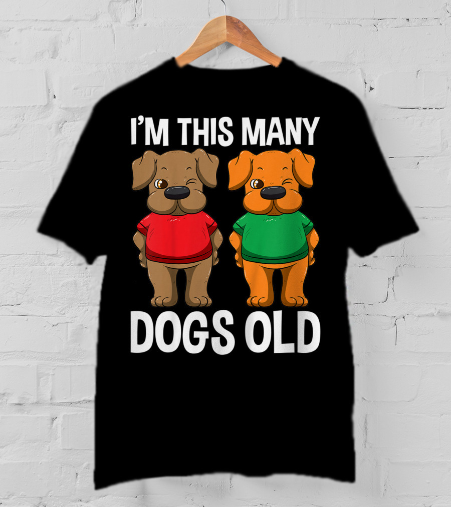 I'm This Many Dogs Old Cute Kids 2 Yr Boy Girl Birthday T-Shirt