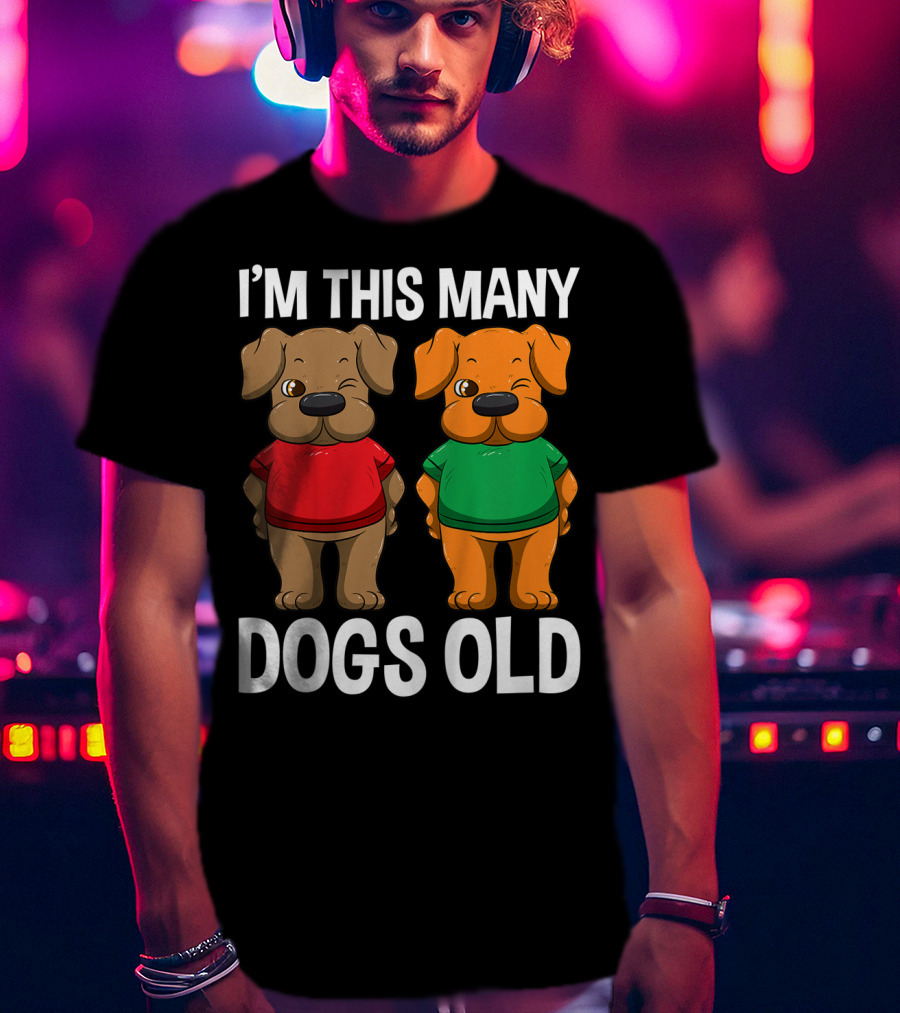 I'm This Many Dogs Old Cute Kids 2 Yr Boy Girl Birthday T-Shirt