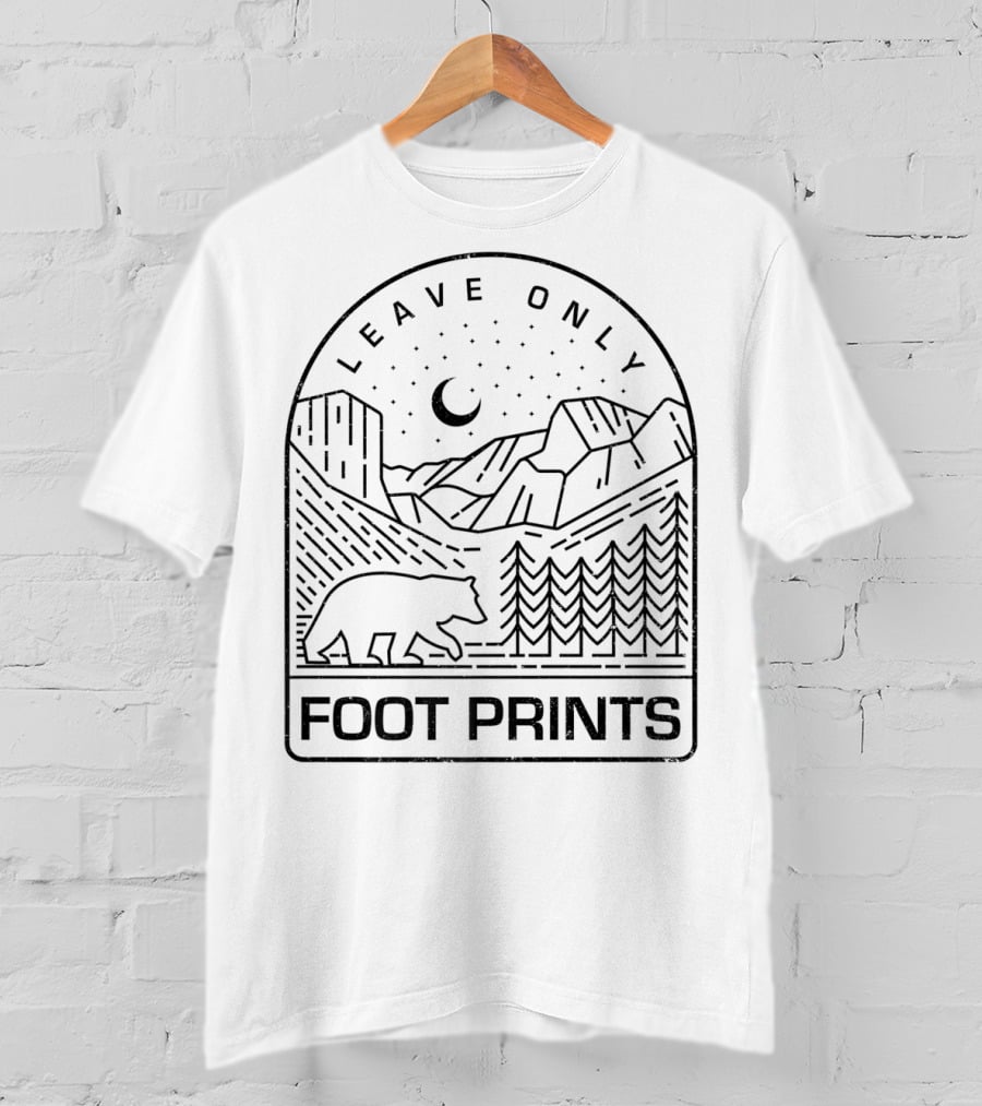 Leave Only Foot Prints Bear Mountain Night Sky Nature T-Shirt
