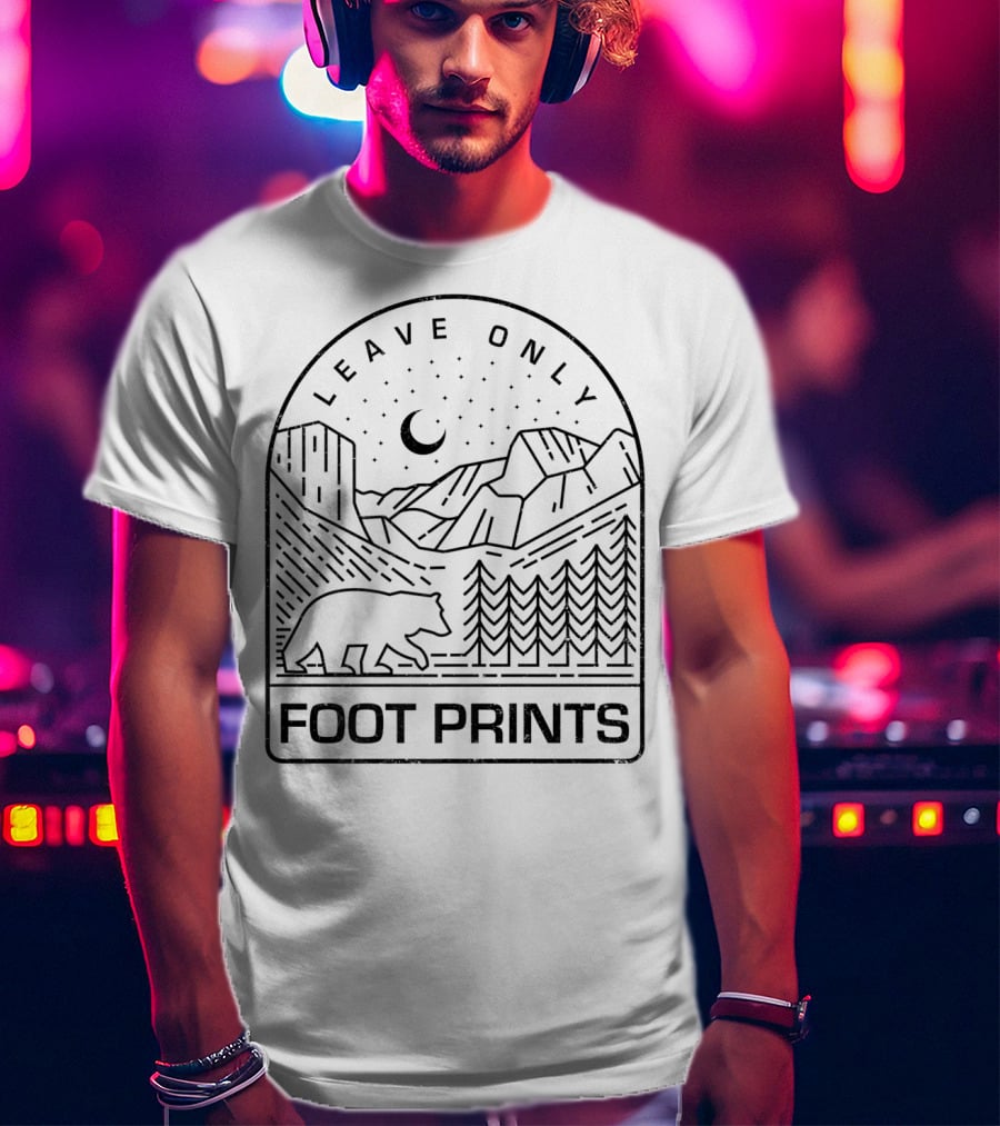 Leave Only Foot Prints Bear Mountain Night Sky Nature T-Shirt