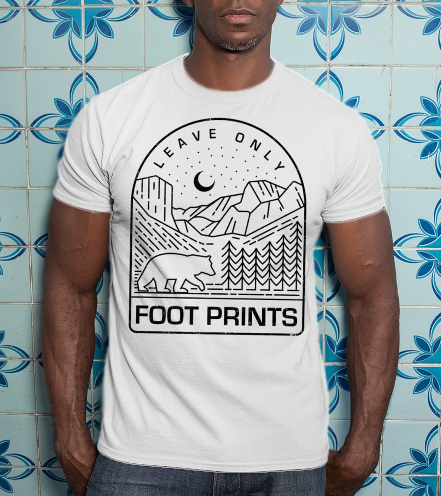 Leave Only Foot Prints Bear Mountain Night Sky Nature T-Shirt