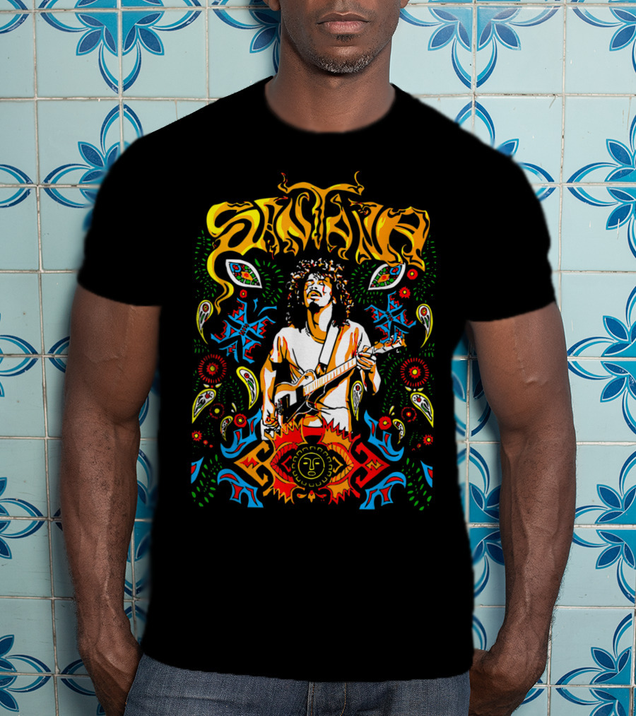 Santana Make Somebody Happy Perfect Psychedelic Guitar T-Shirt