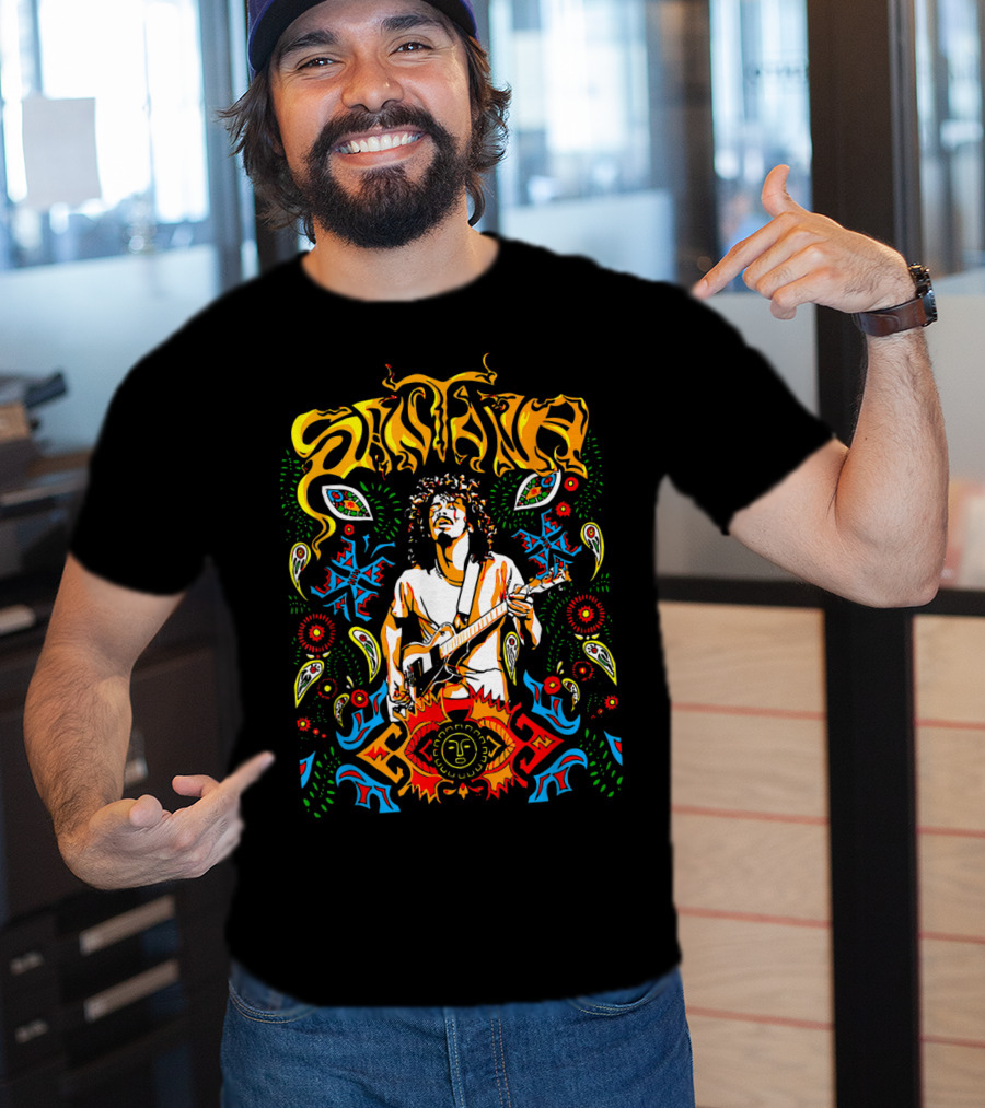 Santana Make Somebody Happy Perfect Psychedelic Guitar T-Shirt