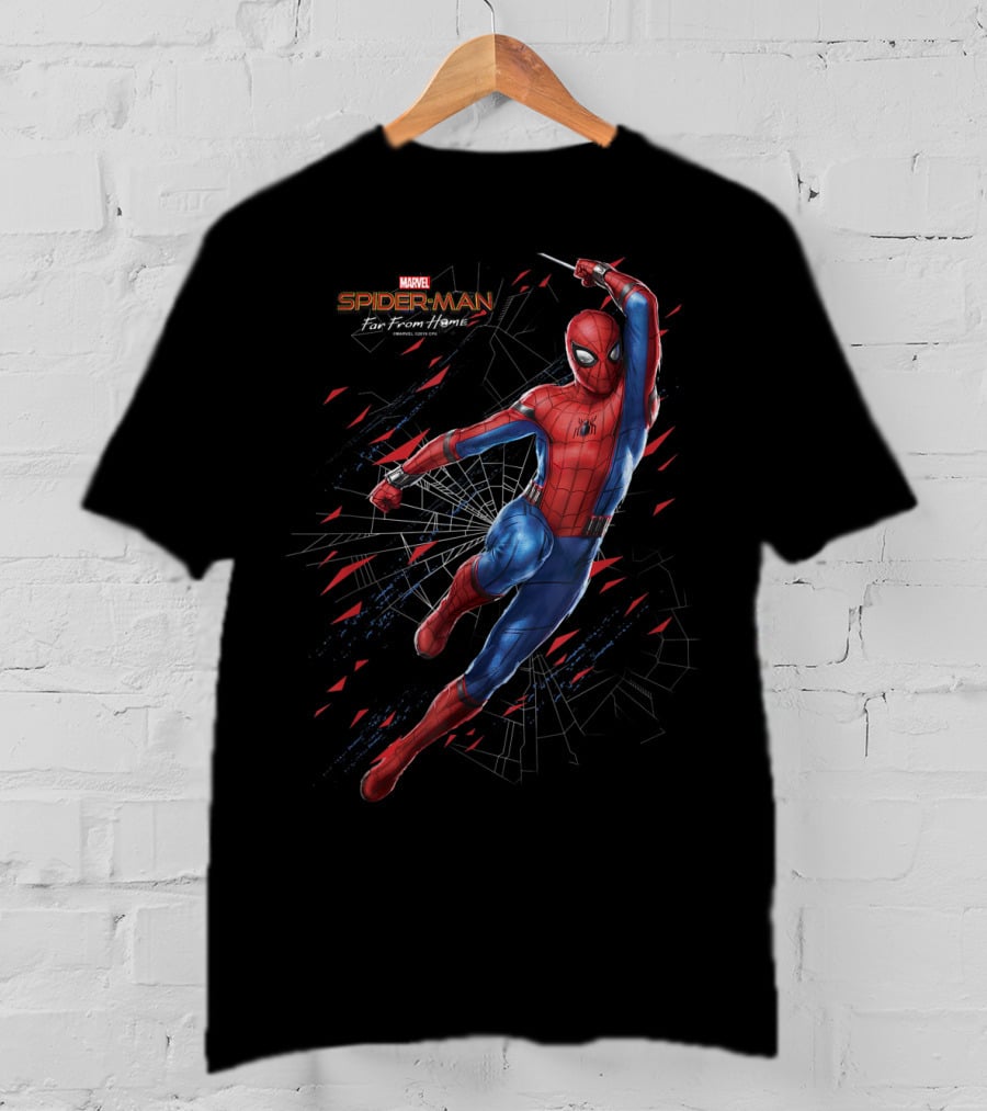 Marvel Spider Man Far From Home Web Swing Shatter Dynamic Action T-Shirt