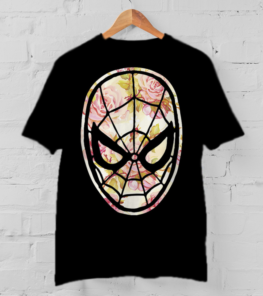 Marvel Spider Man Mask Floral Fill Floral T-Shirt