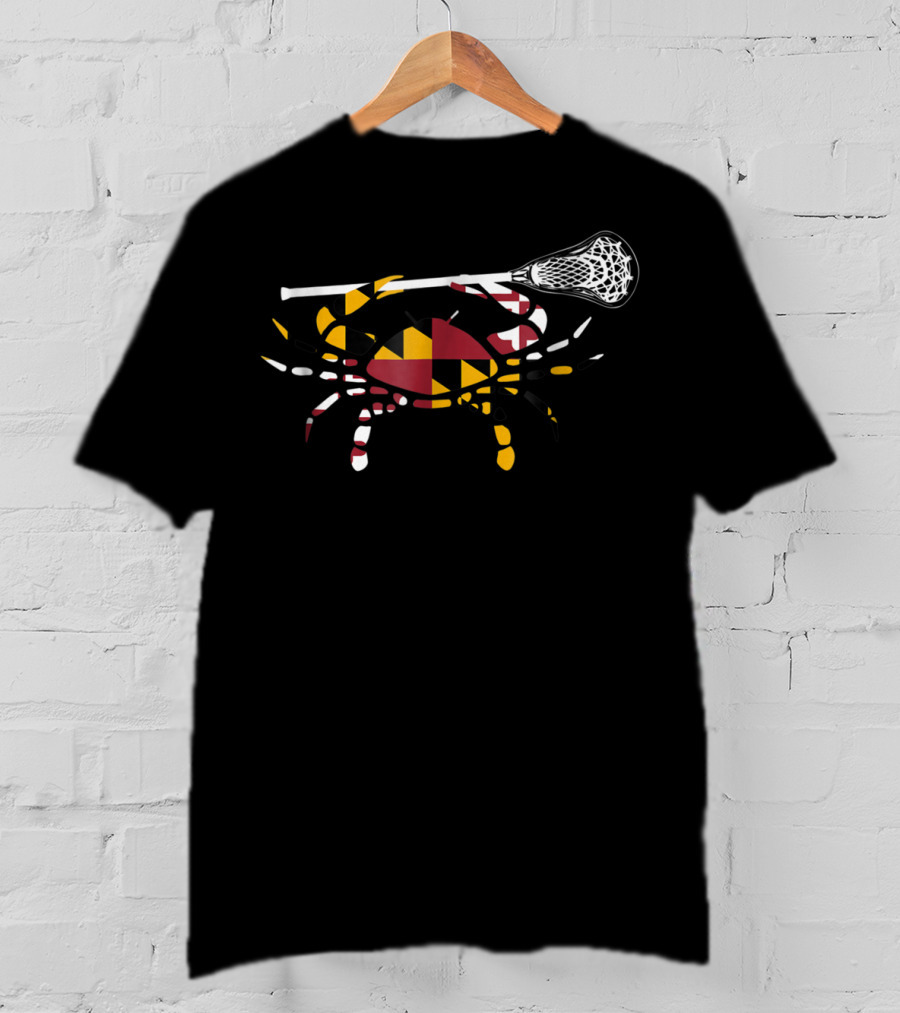 Maryland Crab Lacrosse Boys Stick LAX Sist Flag T-Shirt