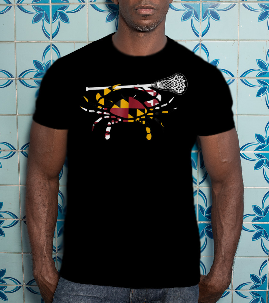 Maryland Crab Lacrosse Boys Stick LAX Sist Flag T-Shirt