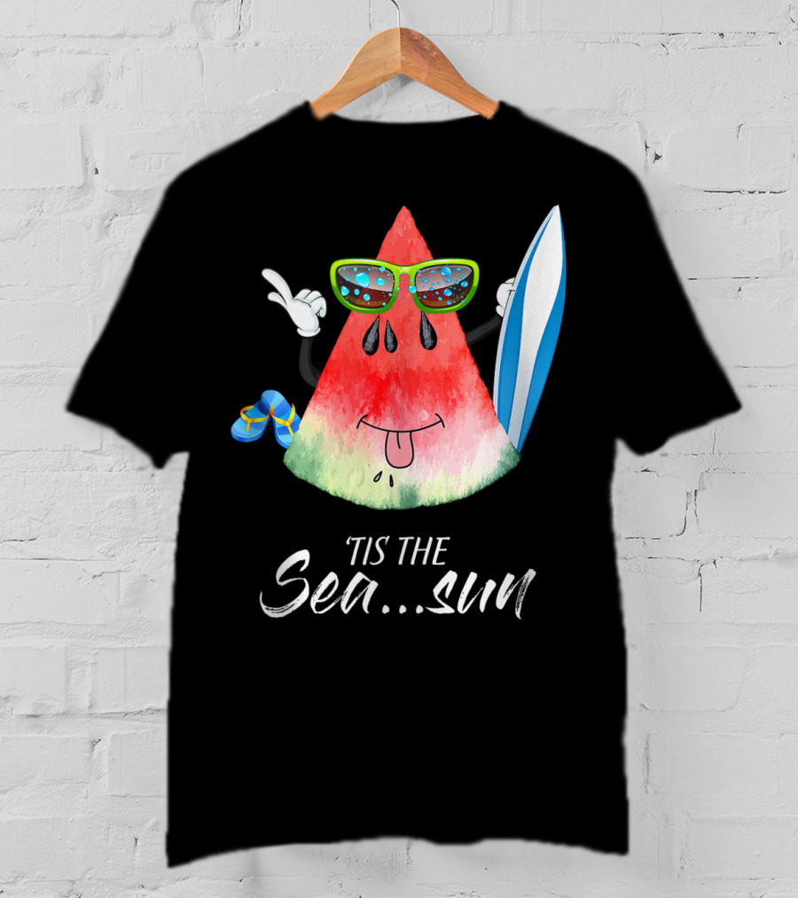 Tis The Sea Sun Melon Christmas Tree Summer Fun T-Shirt