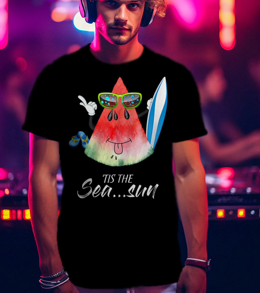 Tis The Sea Sun Melon Christmas Tree Summer Fun T-Shirt