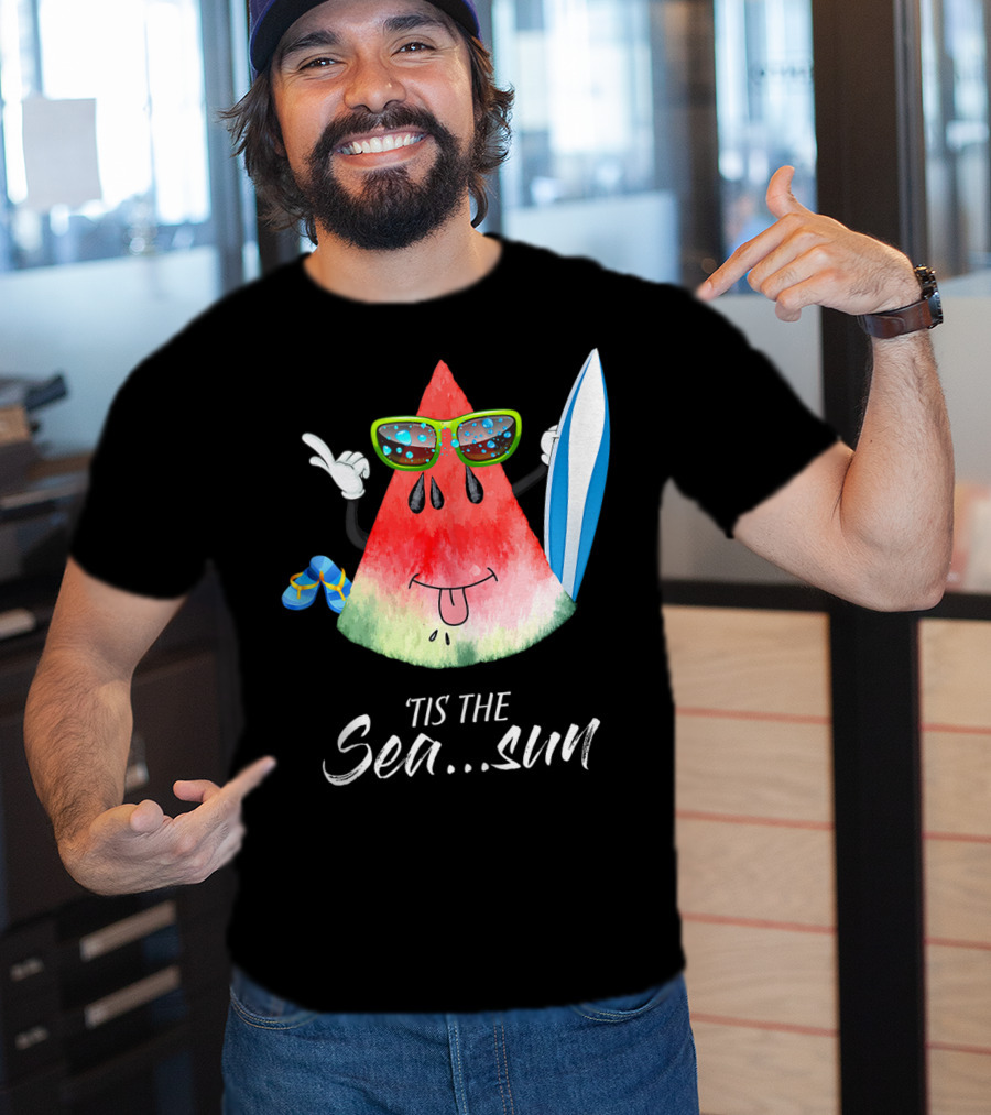 Tis The Sea Sun Melon Christmas Tree Summer Fun T-Shirt