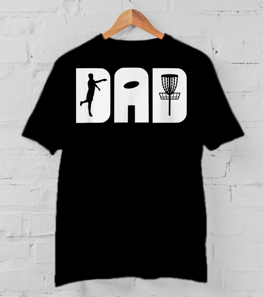 Funny Disc Golf Dad Throwing Frisbee Basket T-Shirt