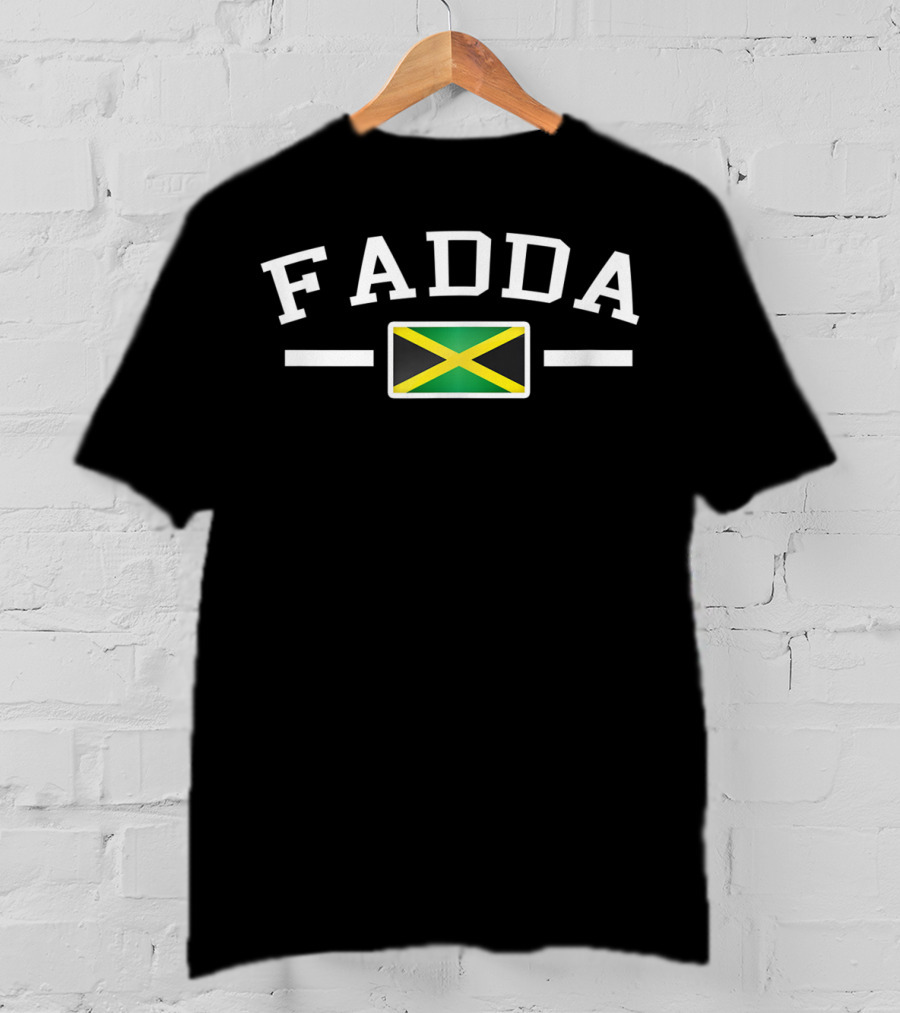 Fadda Jamaican Dad With Flag Mens Funny Dad T-Shirt