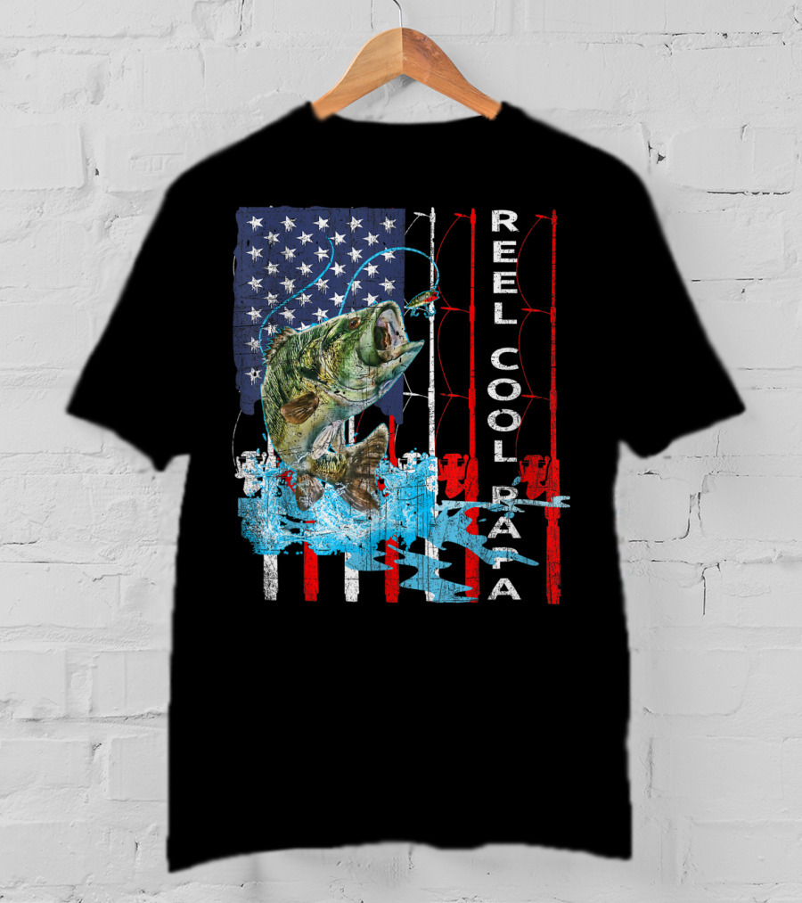 Reel Cool Papa American Flag Fish T-Shirt