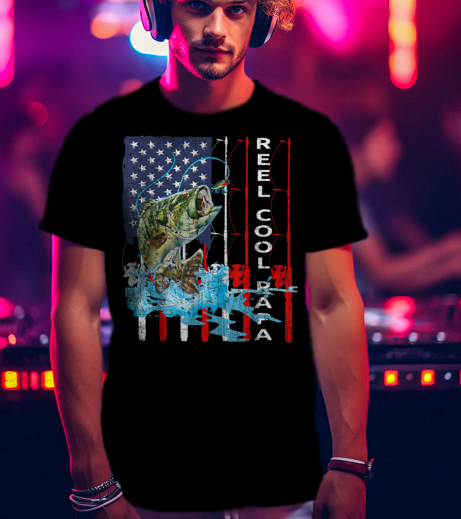 Reel Cool Papa American Flag Fish T-Shirt