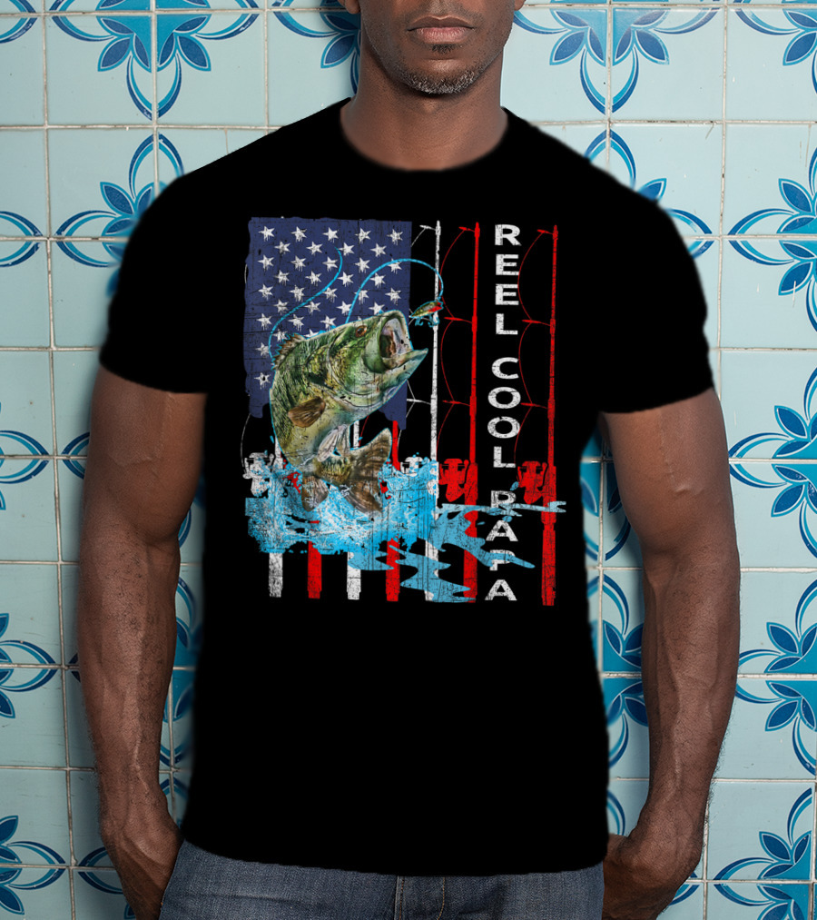 Reel Cool Papa American Flag Fish T-Shirt