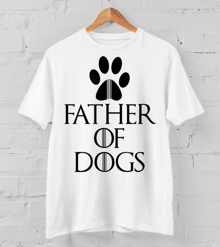 Mens Funny Dad Father Of Dogs Paw Print Iconic T-Shirt