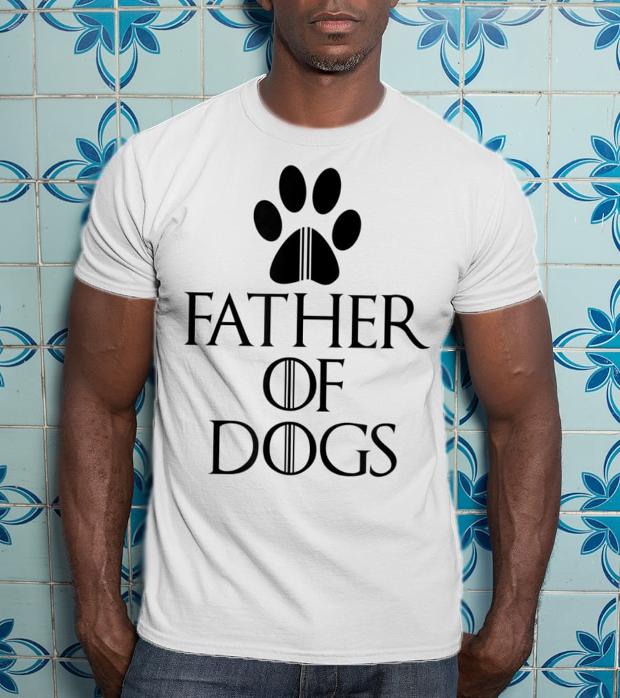Mens Funny Dad Father Of Dogs Paw Print Iconic T-Shirt