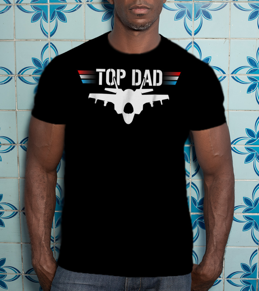 Top Dad Mens Jet Fighter Pilot Father Son T-Shirt