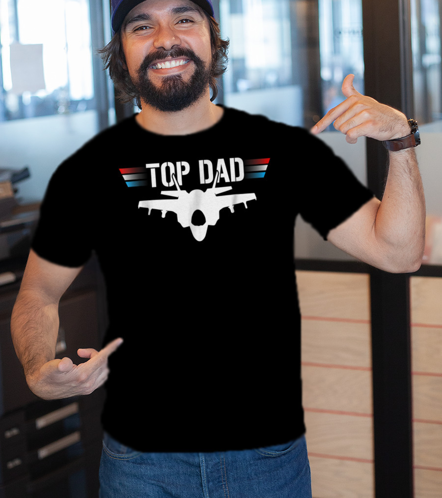 Top Dad Mens Jet Fighter Pilot Father Son T-Shirt