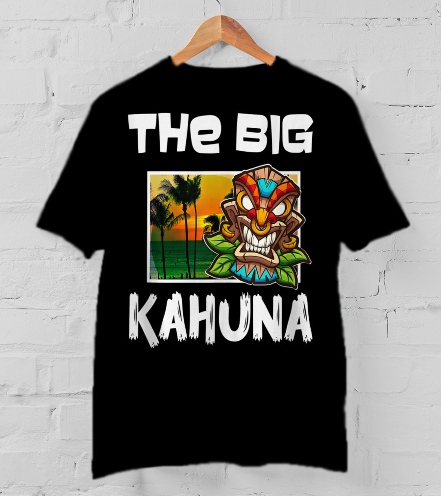 The Big Kahuna Tiki Bar Vibes Aloha Haw Palm Sunset Mask T-Shirt