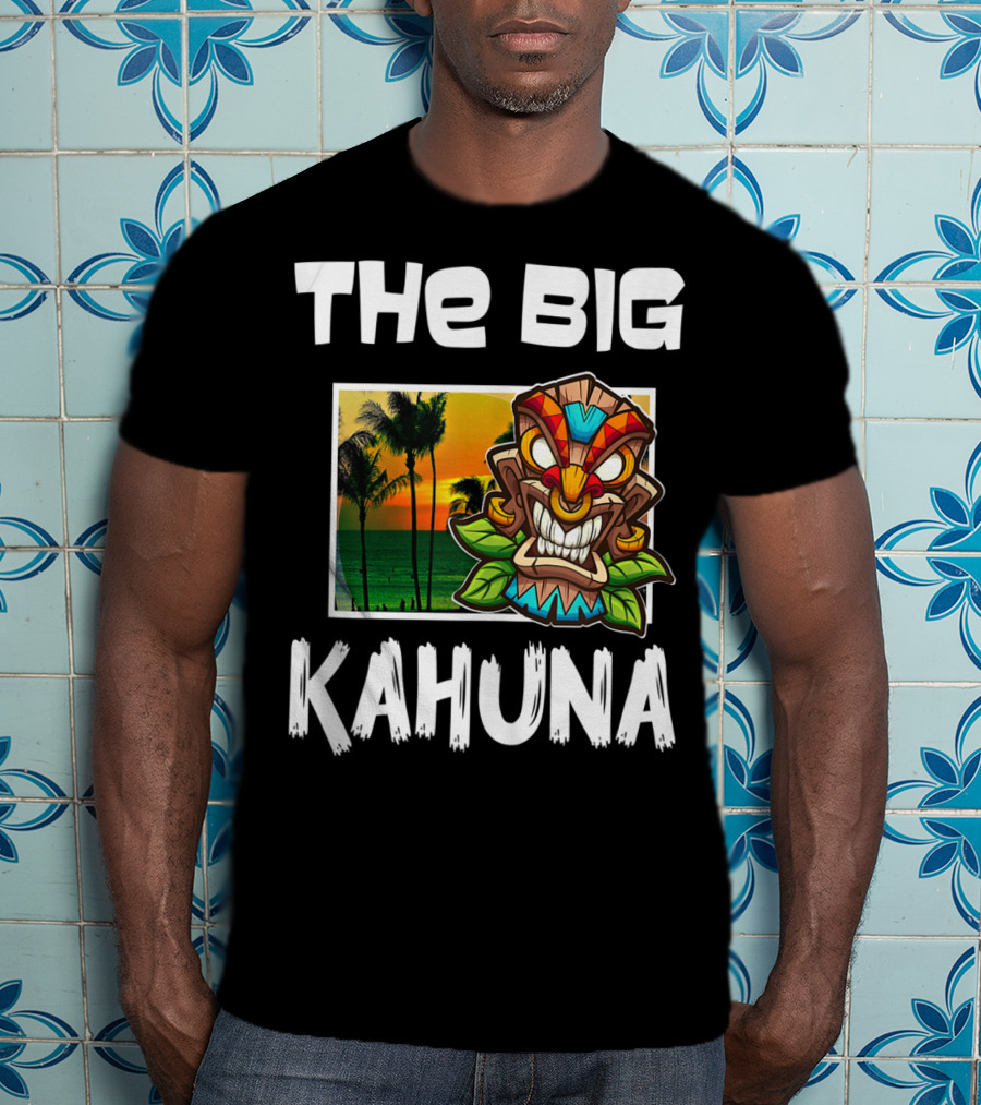 The Big Kahuna Tiki Bar Vibes Aloha Haw Palm Sunset Mask T-Shirt