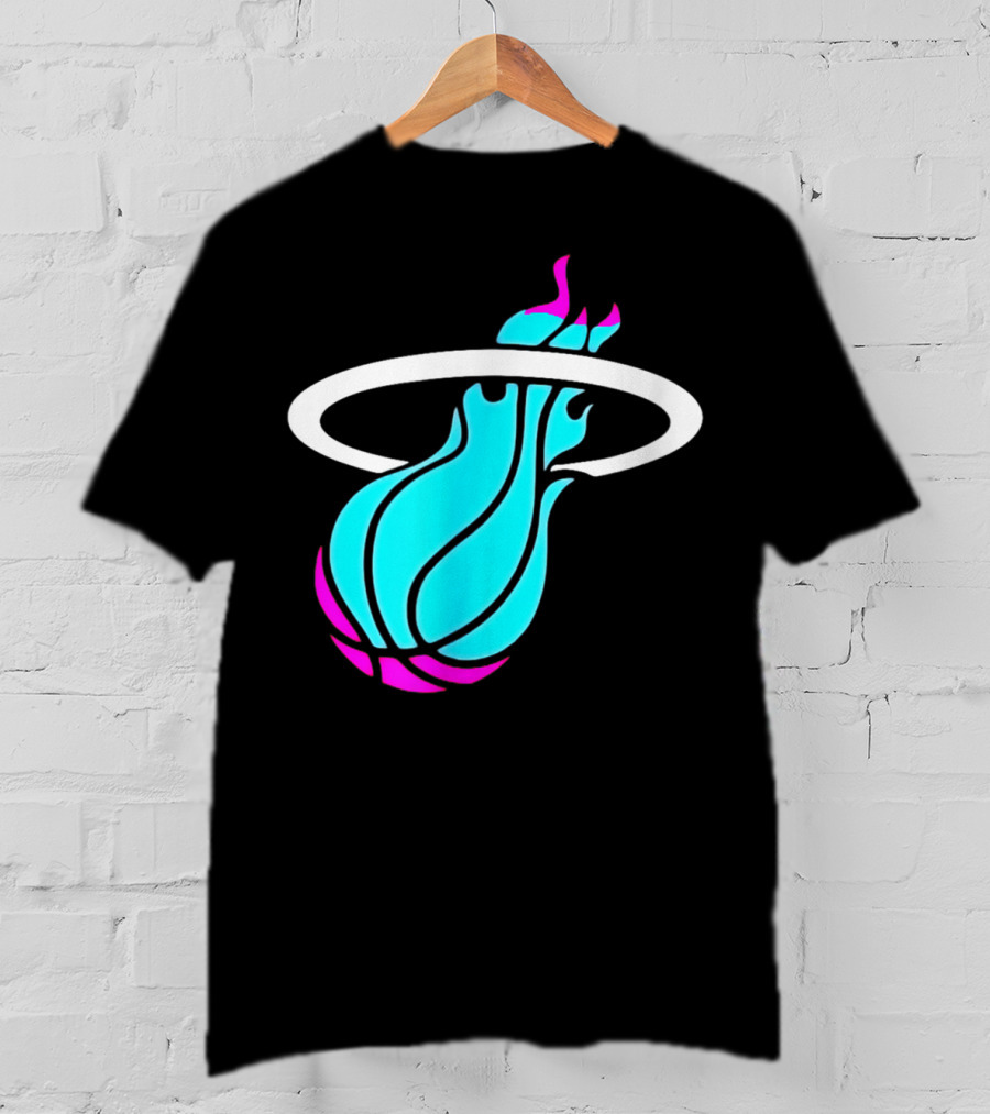 Miami Vices Heat Basketball Neon Flame T-Shirt