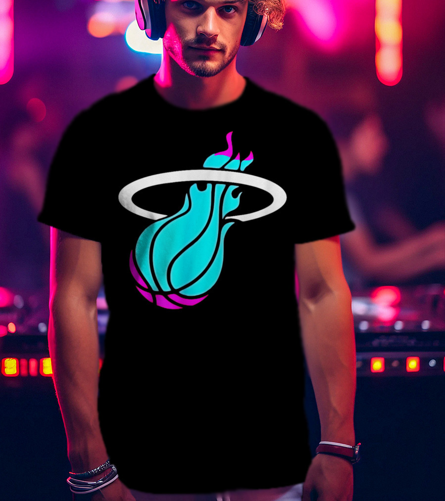 Miami Vices Heat Basketball Neon Flame T-Shirt