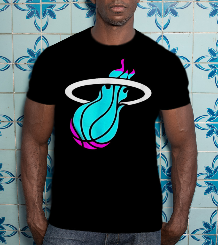 Miami Vices Heat Basketball Neon Flame T-Shirt