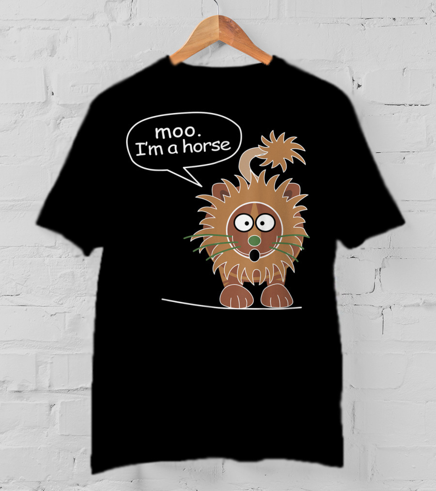Moo I'm A Horse Cute Lion Illustration Sticker T-Shirt