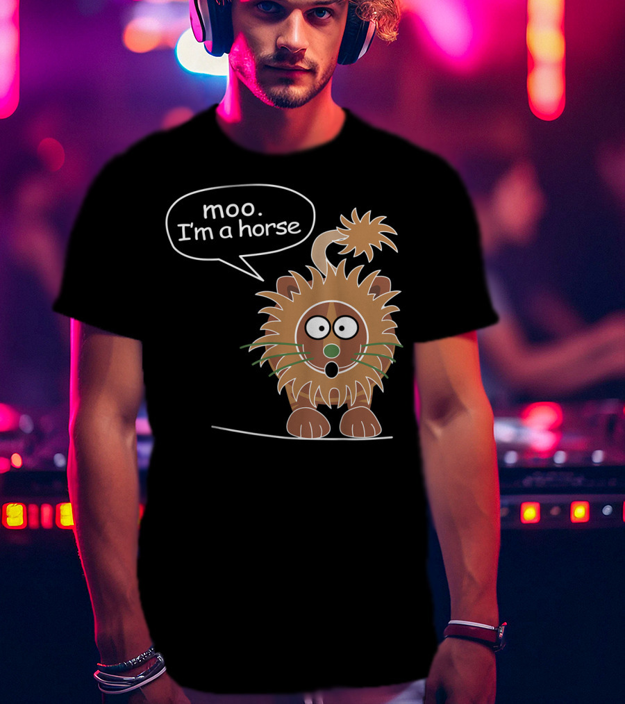 Moo I'm A Horse Cute Lion Illustration Sticker T-Shirt