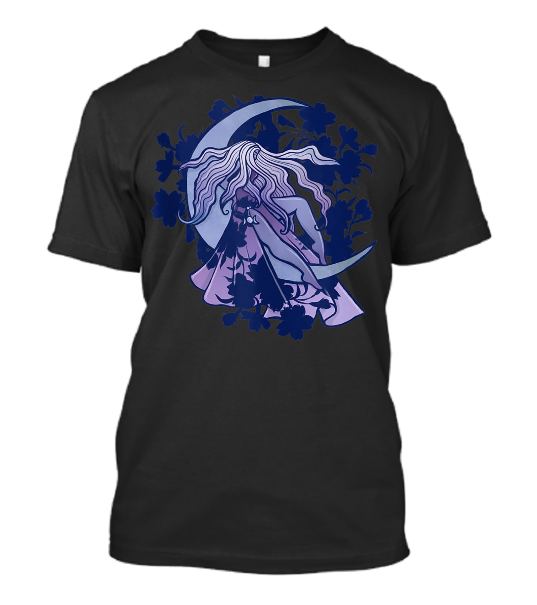 Moon Child Goddess Pagan Crescent Moon Floral T-Shirt