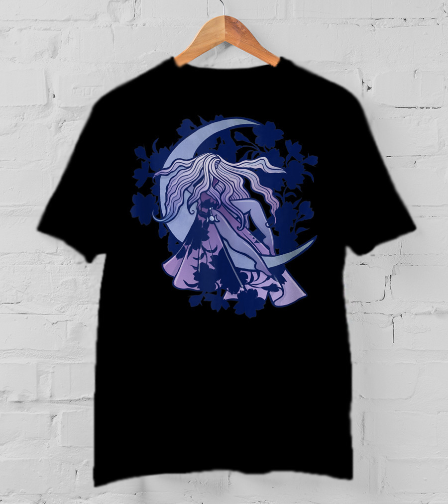Moon Child Goddess Pagan Crescent Moon Floral T-Shirt