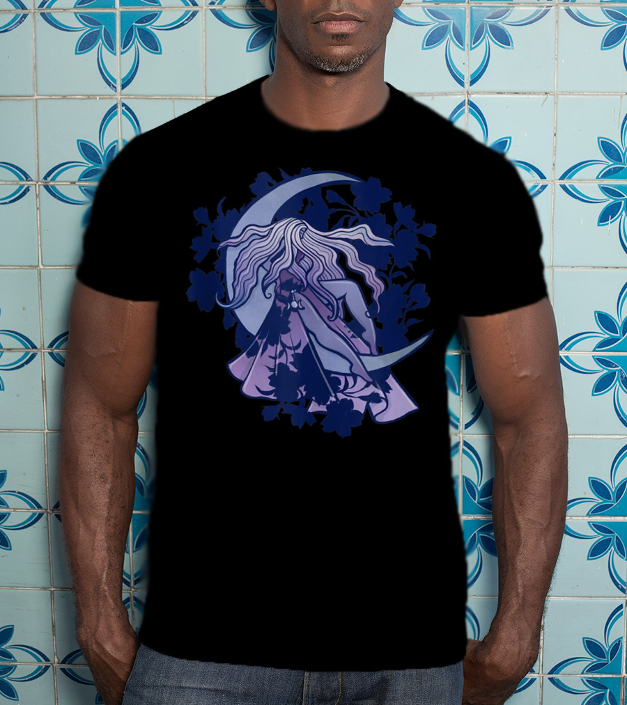 Moon Child Goddess Pagan Crescent Moon Floral T-Shirt