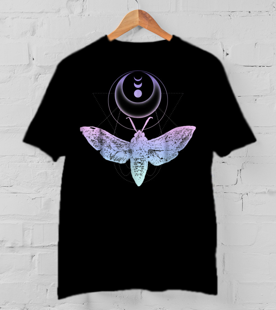 Pastel Goth Moth Crescent Moon Witchy Aesthetic T-Shirt