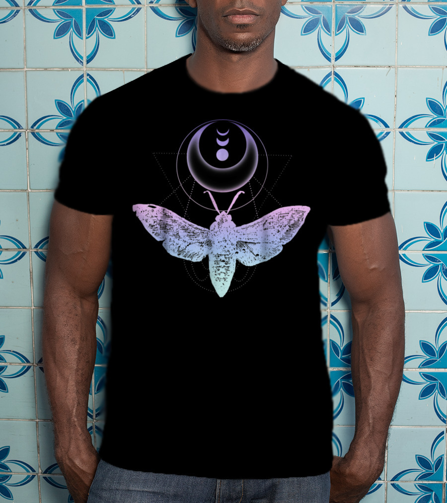 Pastel Goth Moth Crescent Moon Witchy Aesthetic T-Shirt