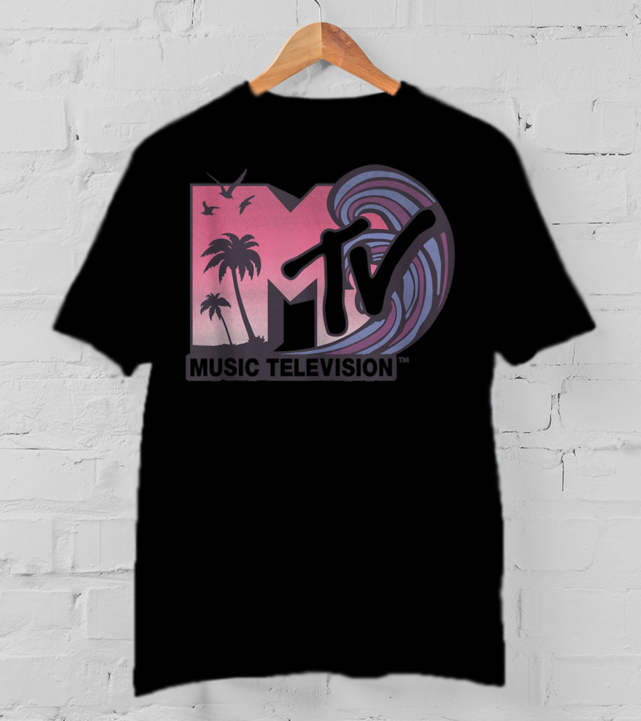 MTV Music Television Palm Trees And Waves T-Shirt