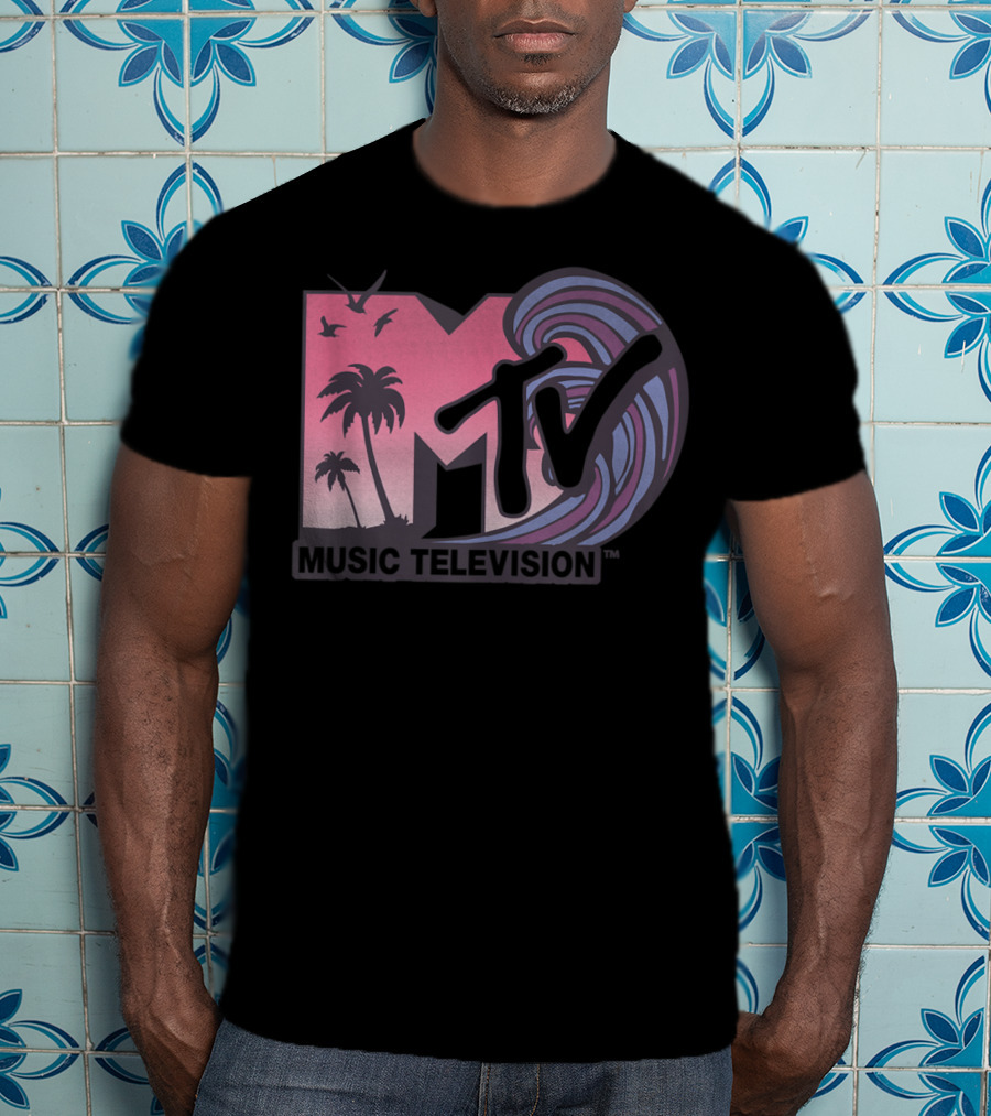 MTV Music Television Palm Trees And Waves T-Shirt