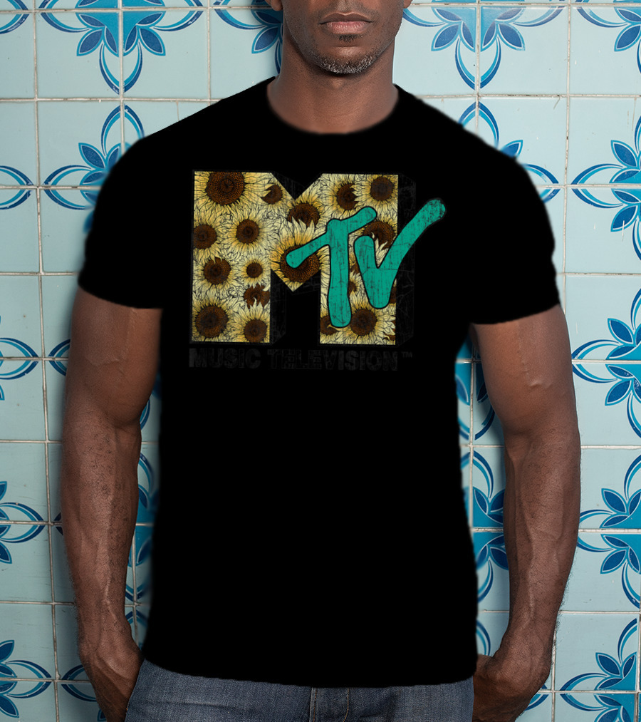 MTV Music Television Distressed Vintage Sunflower T-Shirt