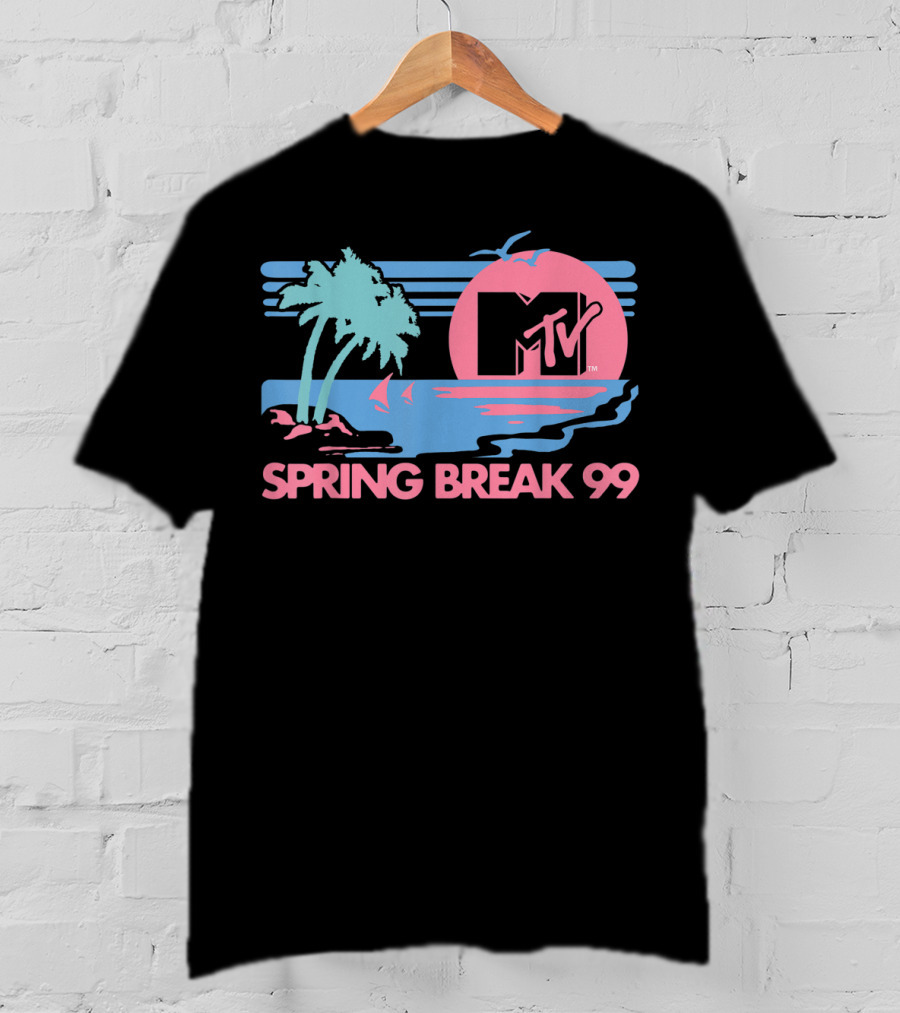 MTV Spring Break 99 Pastel Beach Palm Trees Sunset T-Shirt