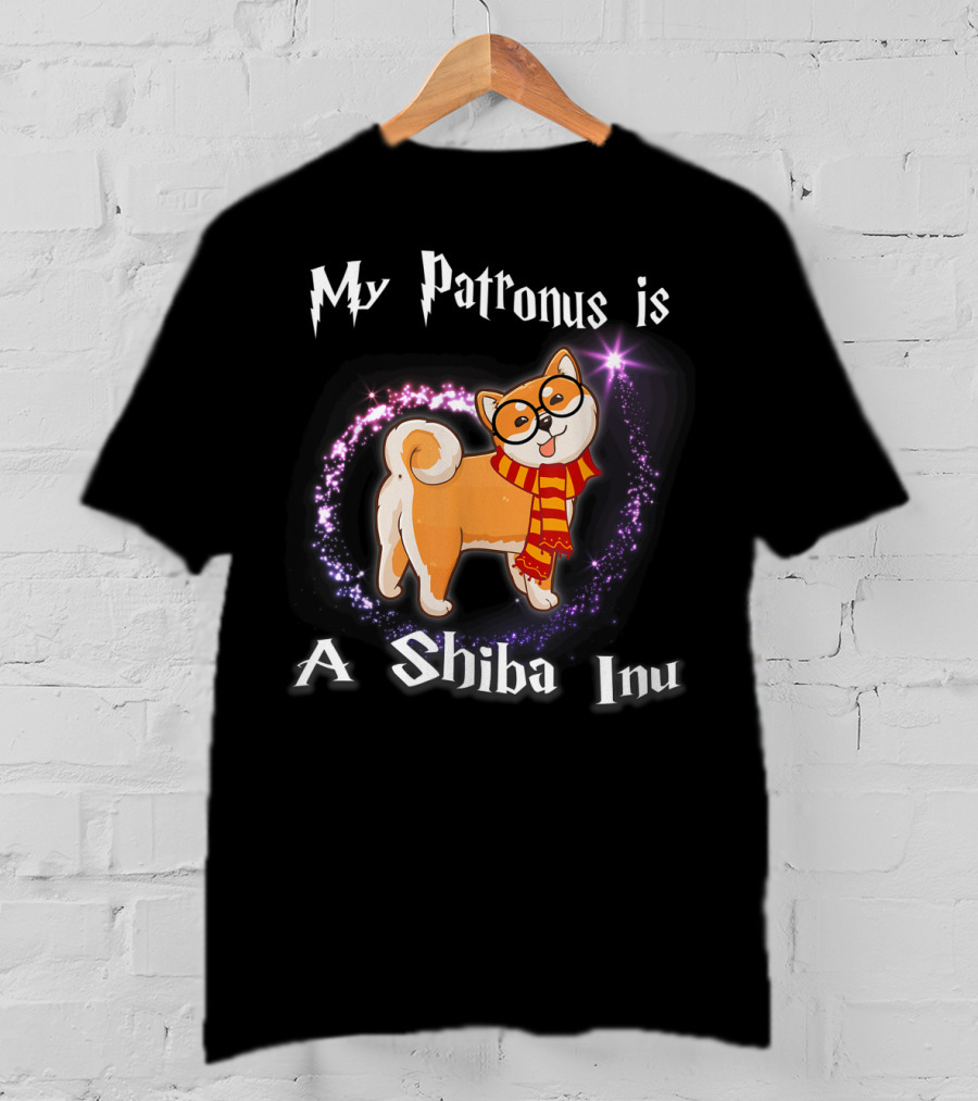 My Patronus Is A Shiba Inu Dog Lovers Magic Circle Scarf Glasses T-Shirt
