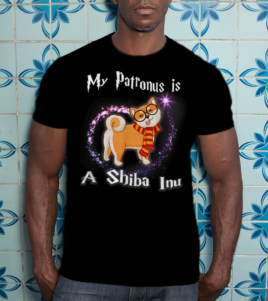 My Patronus Is A Shiba Inu Dog Lovers Magic Circle Scarf Glasses T-Shirt
