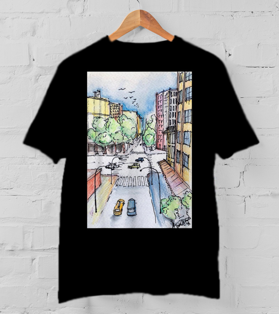 New York City Urban Street View From The Highline With Cars And Buildings T-Shirt