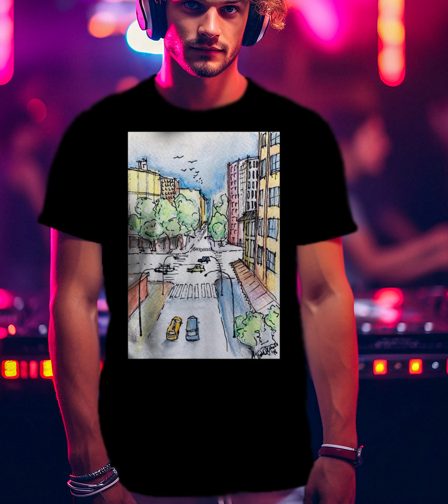 New York City Urban Street View From The Highline With Cars And Buildings T-Shirt